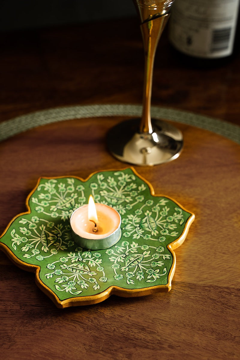 Verdant Marble Candle Plate