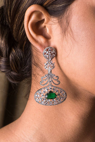 Fleur De Lis Emerald Earrings