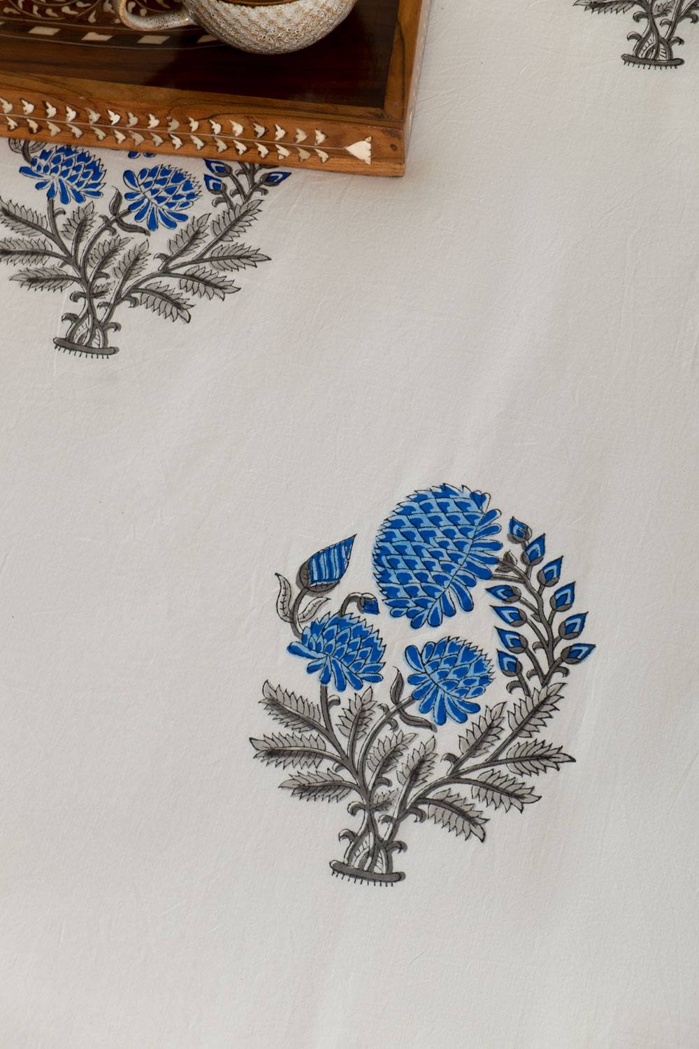 Blue Dahlias Single Bedsheet with Pillow Cover