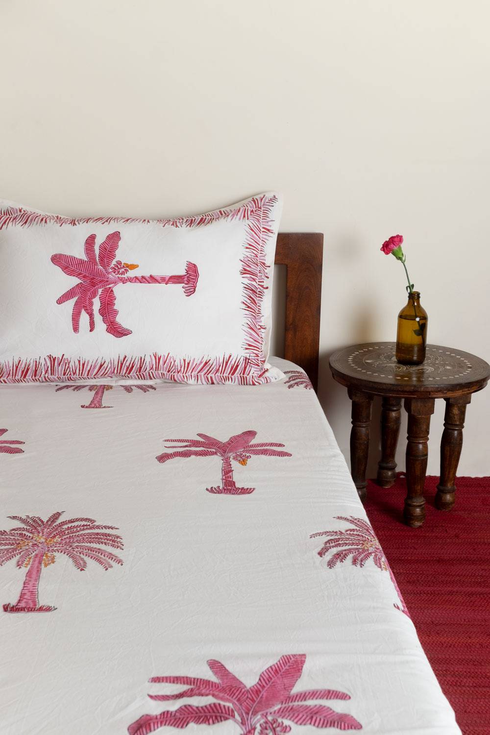 Delphine Tropical Palm Single Bedsheet with Pillow Cover