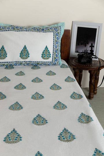 Aya Floral Booti Single Bedsheet with Pillow Cover
