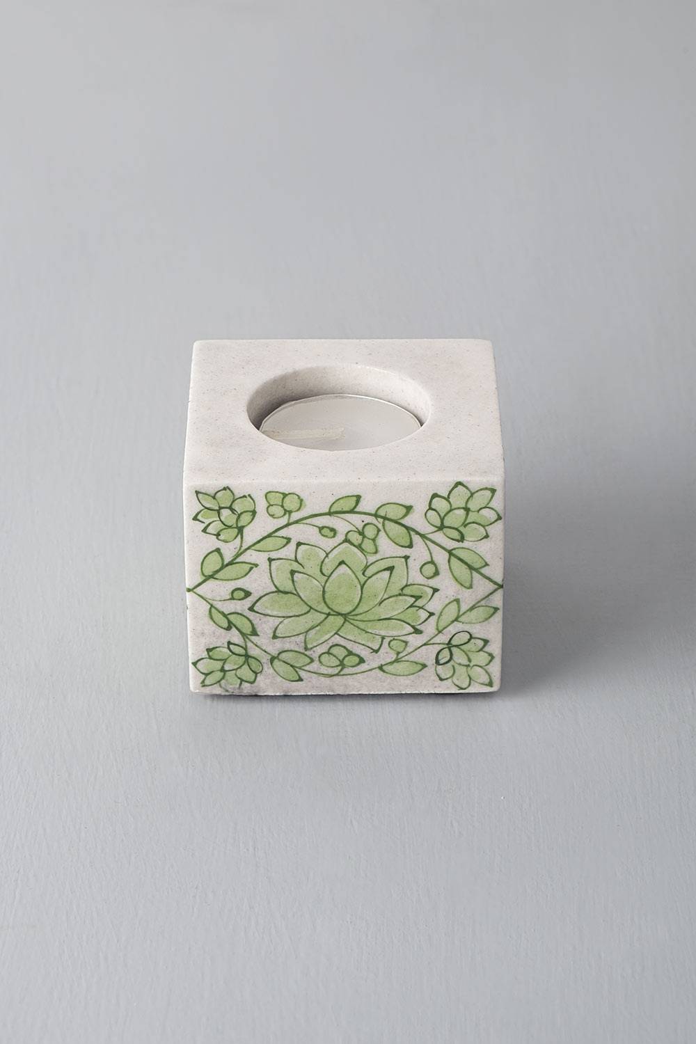 Jade Lotus Candle Stand