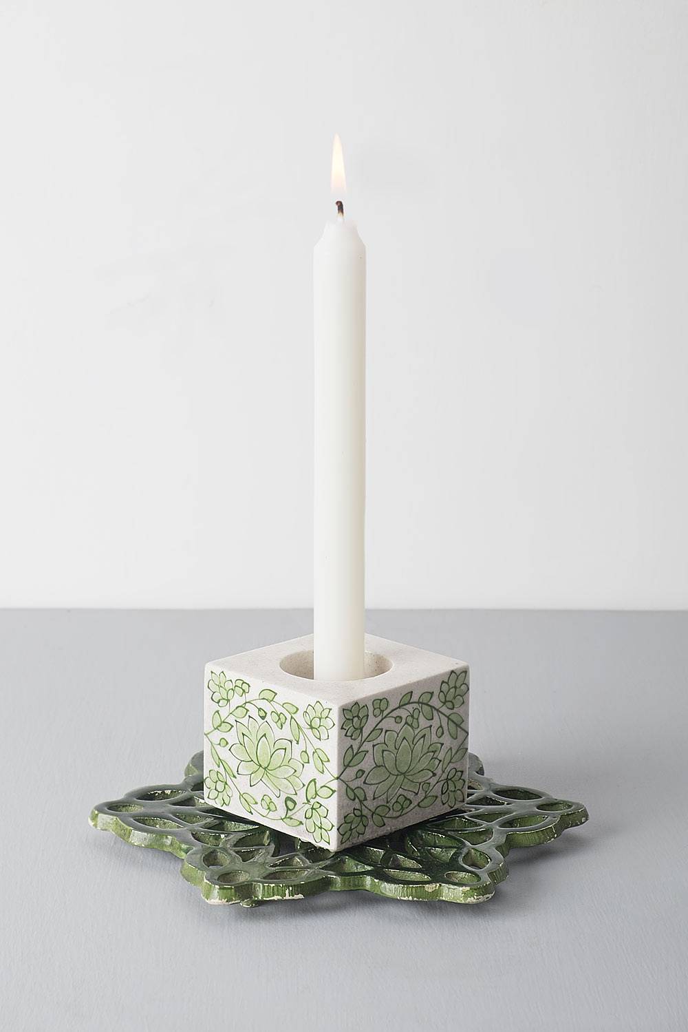 Jade Lotus Candle Stand