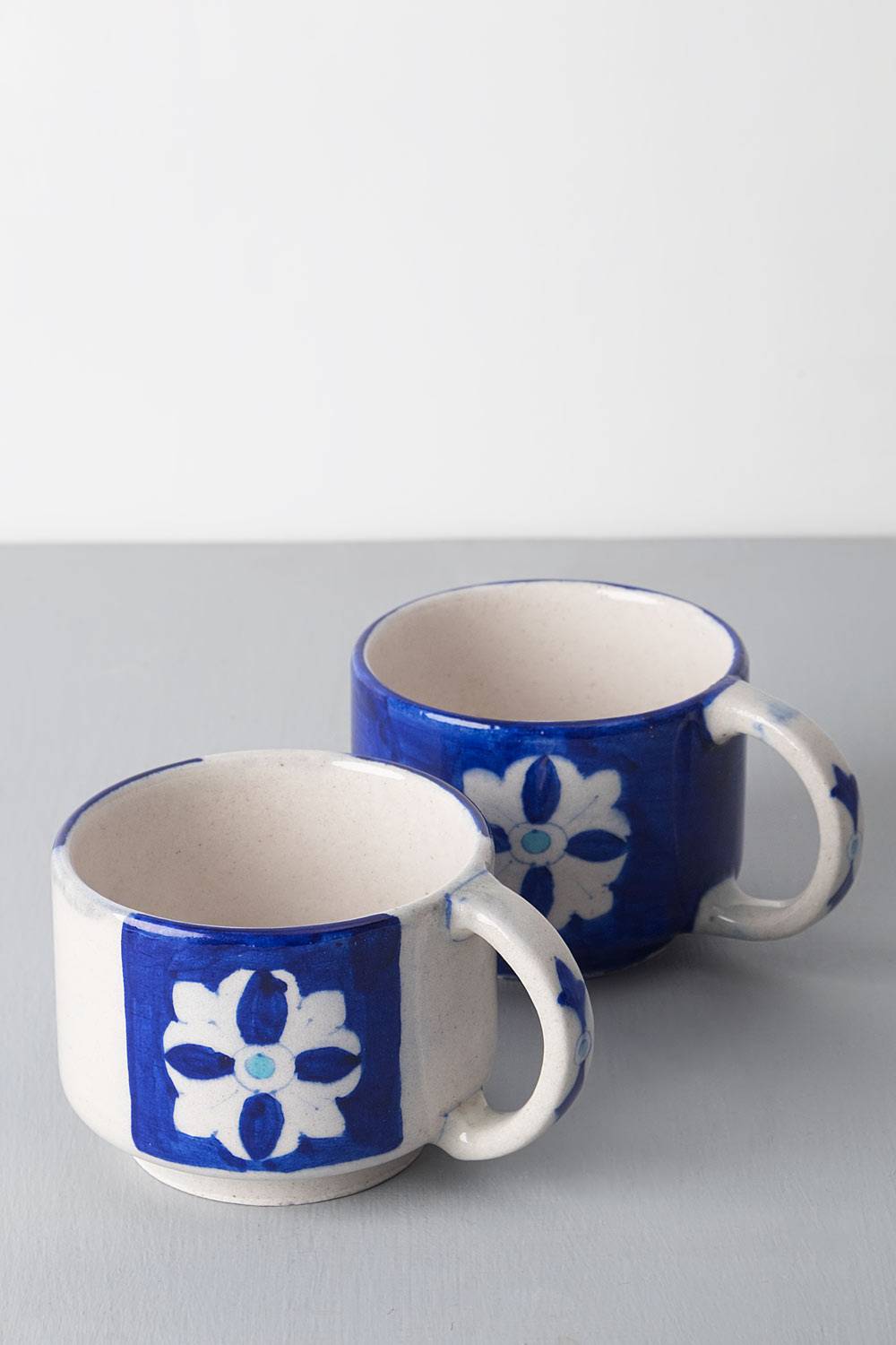Cobalt Floral Coffee Mugs (set of 2)