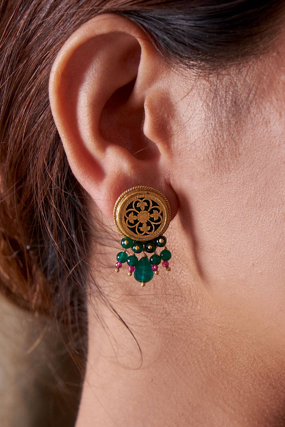 Ahana Emerald Coloured Earrings