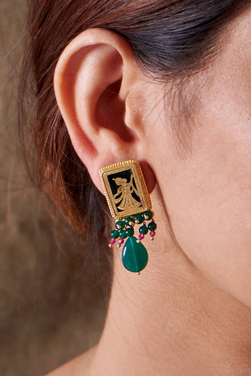 Meenakshi Emerald Coloured Earrings