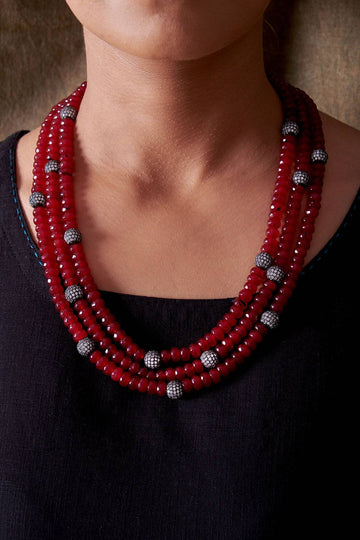 Wine Studded Necklace