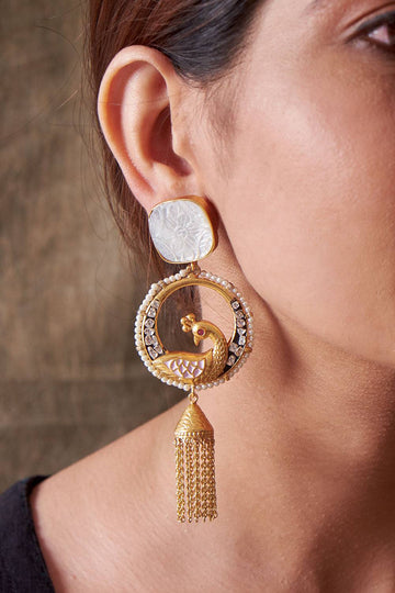 Moon Peacock Earrings