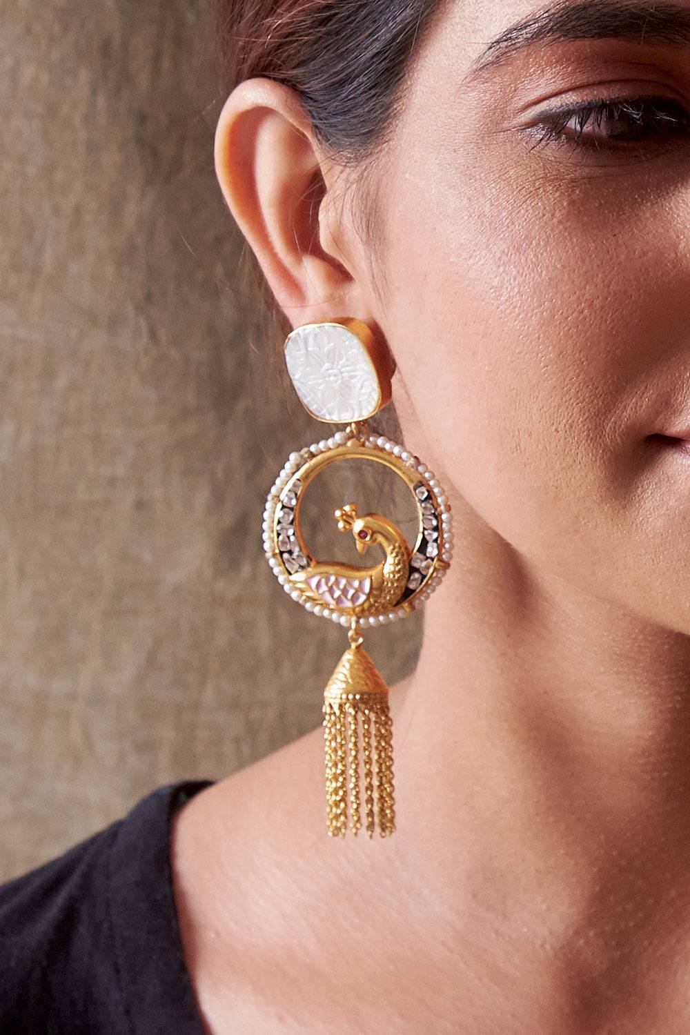 Moon Peacock Earrings