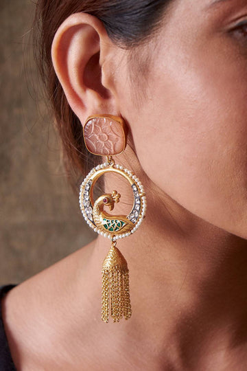 Peacock Tassle Earrings
