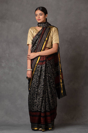 Tribal Black Kota Silk Saree