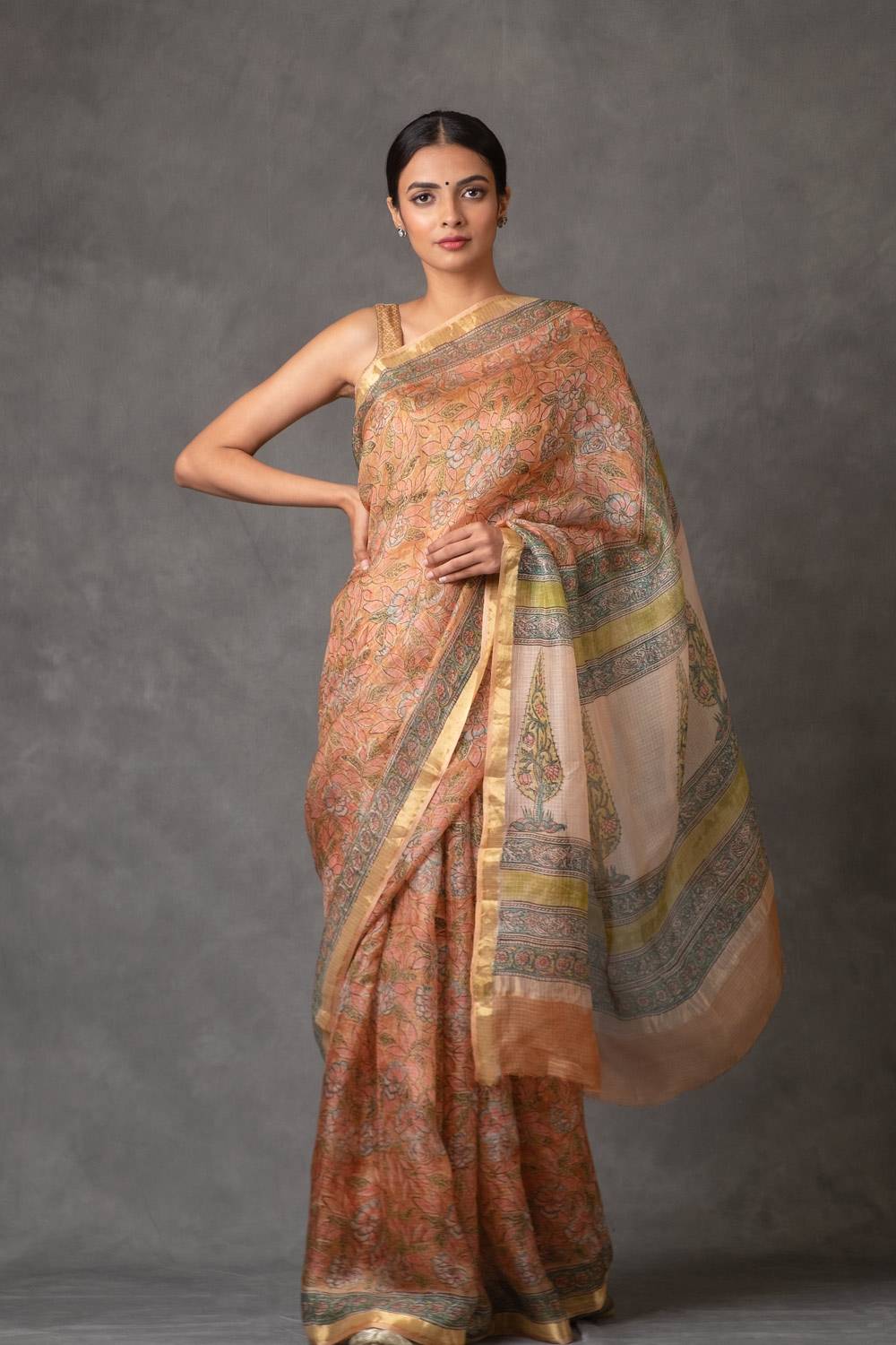 Floral Printed Kota Silk Saree