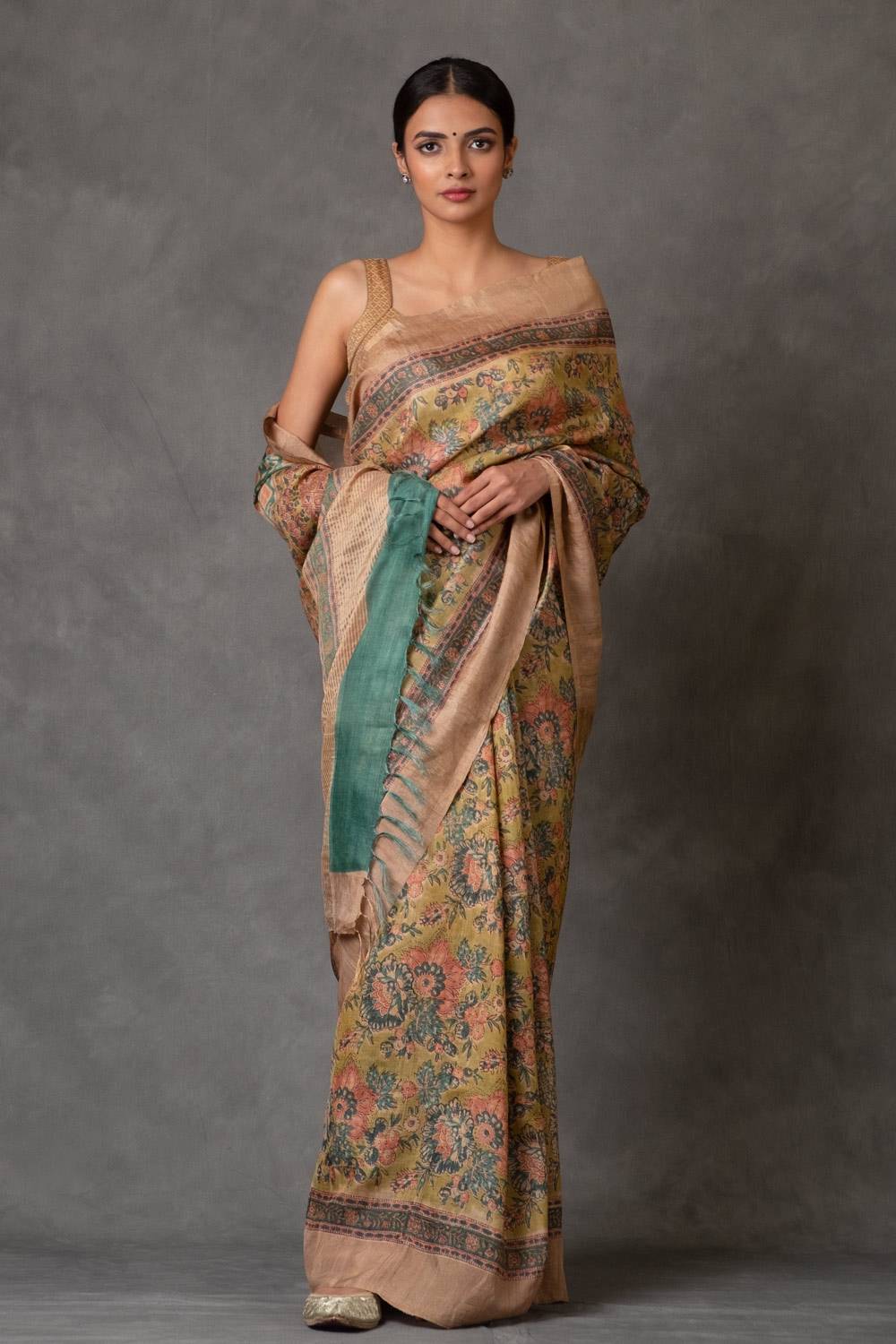 Garth Tussar Silk Saree (with Blouse)