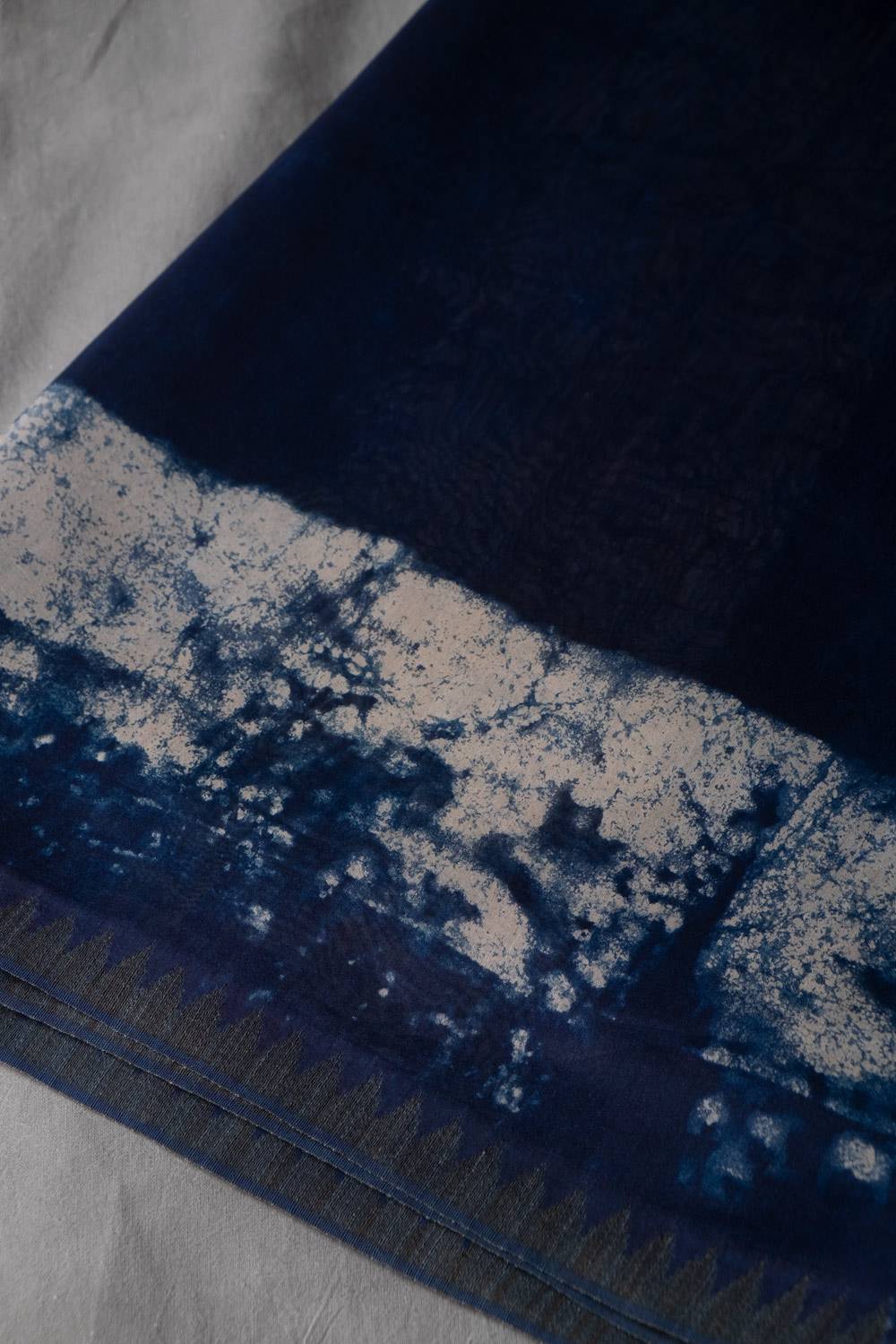 Indigo Dabu Print Saree (with Blouse)