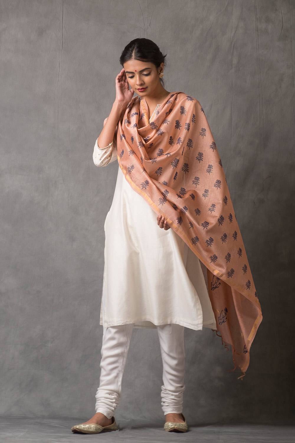 Coral Chanderi Dupatta