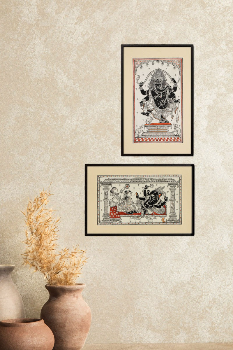 Ganpati Pattachitra Painting ( 15" x 10" Unframed )