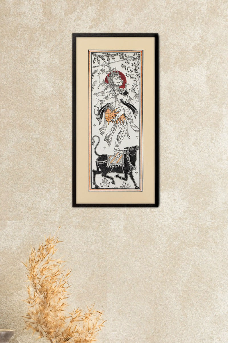 Shiva Pattachitra Painting ( 20" x 9.8" Unframed )