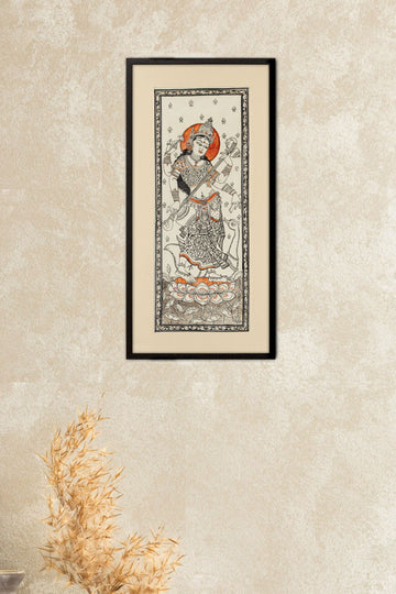 Saraswati Pattachitra Painting(20" x 9.7" Unframed )