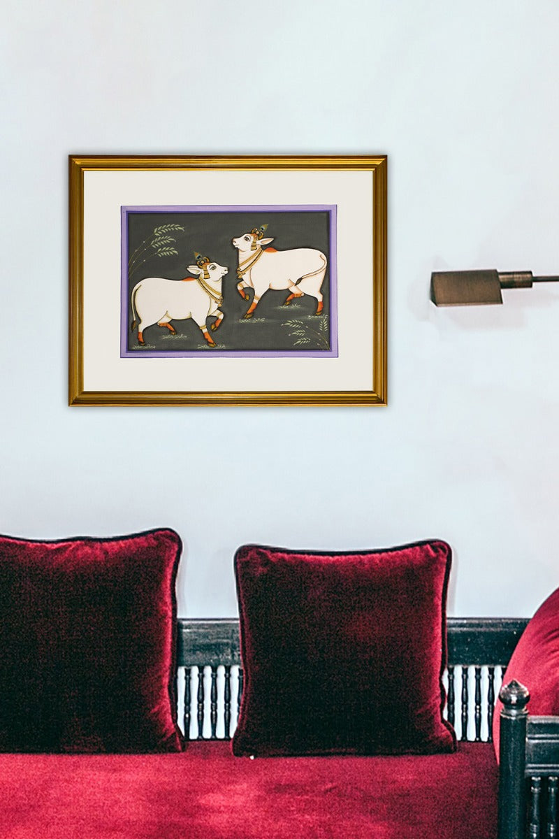 Govardhan happy pair painting (14in x 10in unframed)