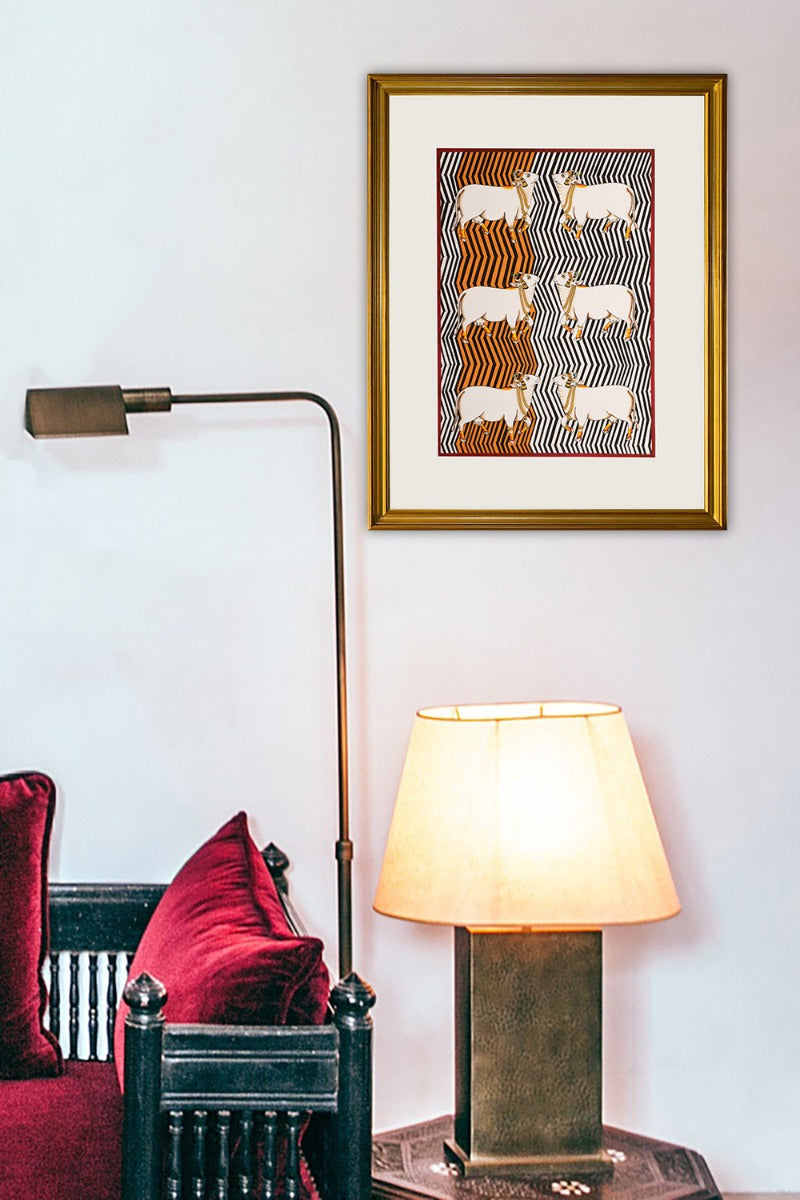 Face-to-face aztec Govardhan painting (10in x 14in unframed)