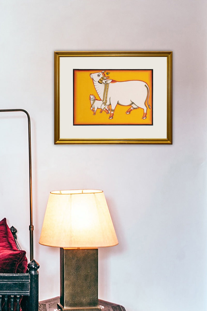 Nurturing Instinct Govardhan painting (14in x 10in unframed)