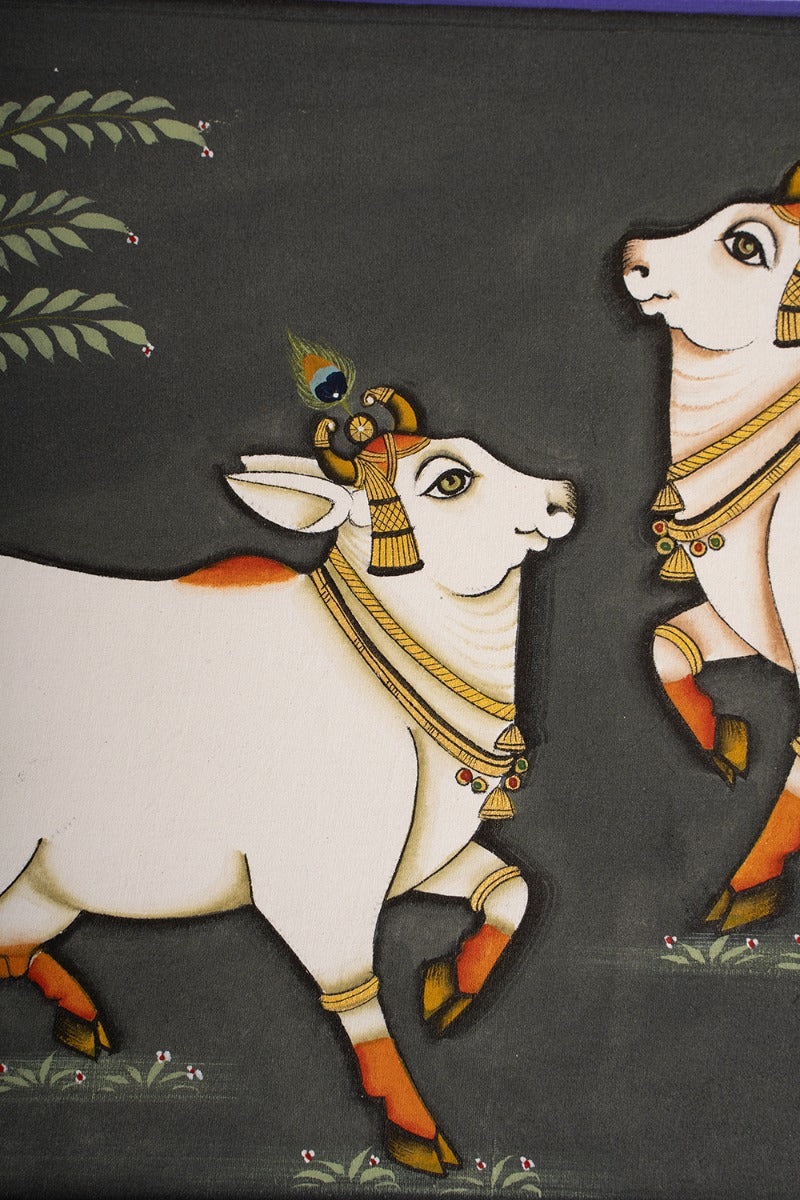 Govardhan happy pair painting (14in x 10in unframed)