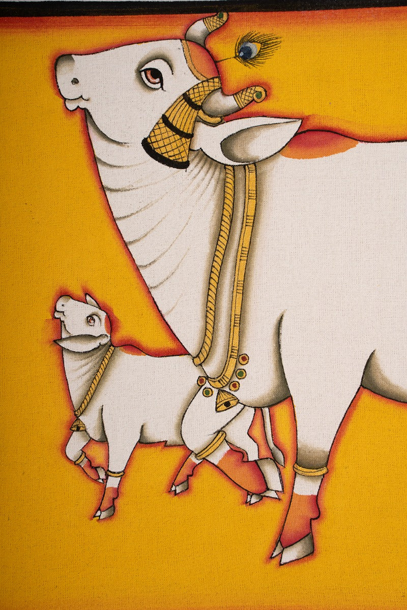Nurturing Instinct Govardhan painting (14in x 10in unframed)