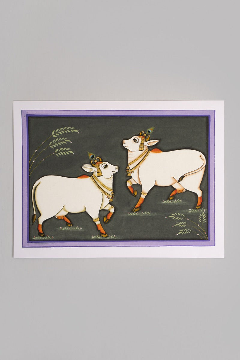 Govardhan happy pair painting (14in x 10in unframed)