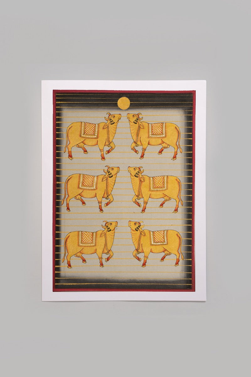 6 Golden Govardhan painting (10in x 14in unframed)