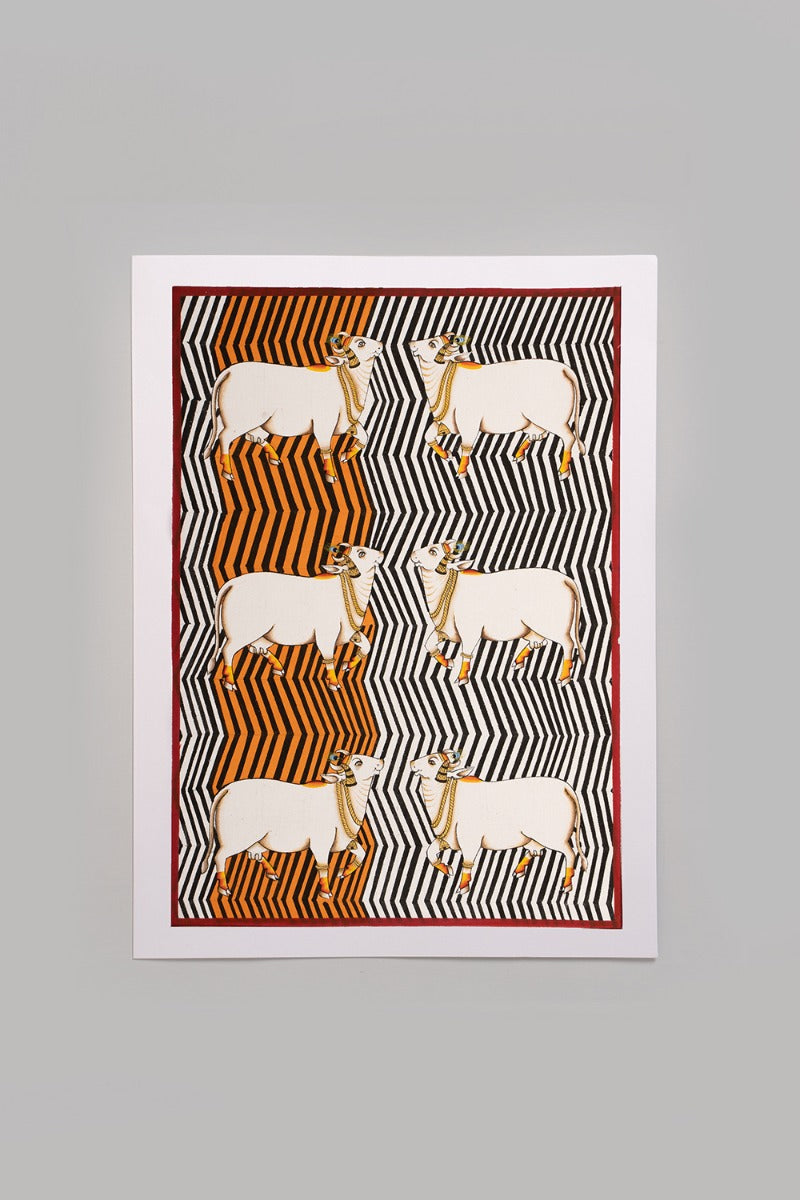 Face-to-face aztec Govardhan painting (10in x 14in unframed)