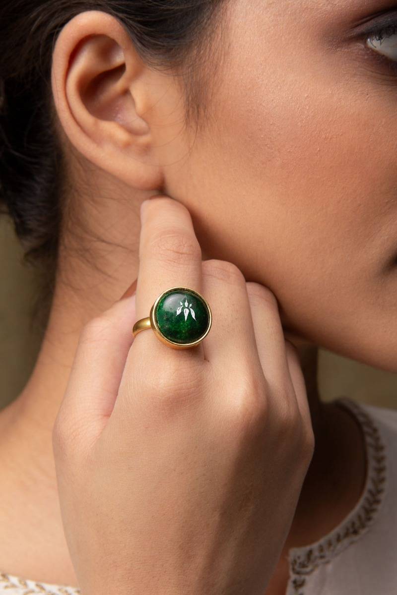 Kairav Emerald Adjustable Ring
