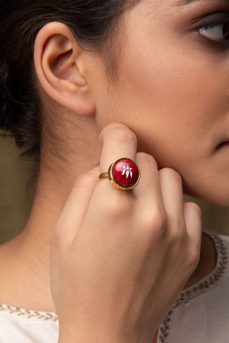 Kairav Carmine Adjustable Ring