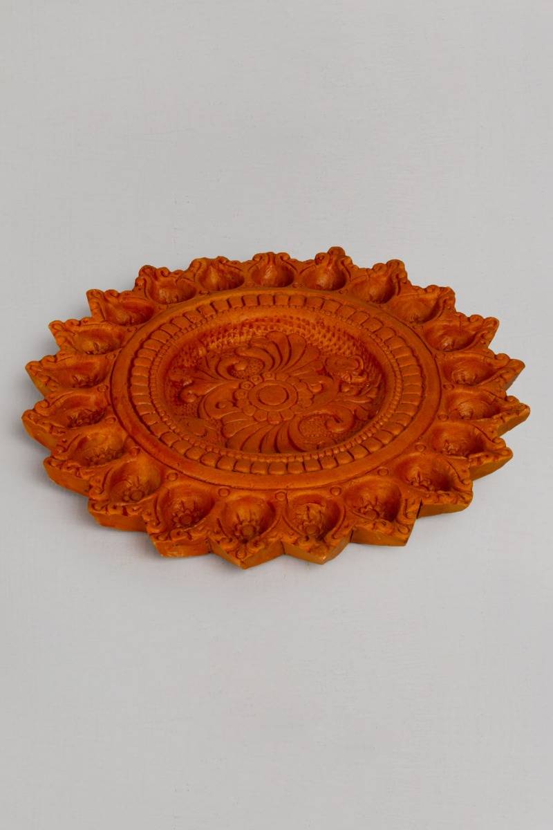 Ahan Round Diya Plate (11" x 11")