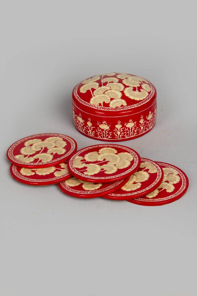 Salar Maroon Coaster Set