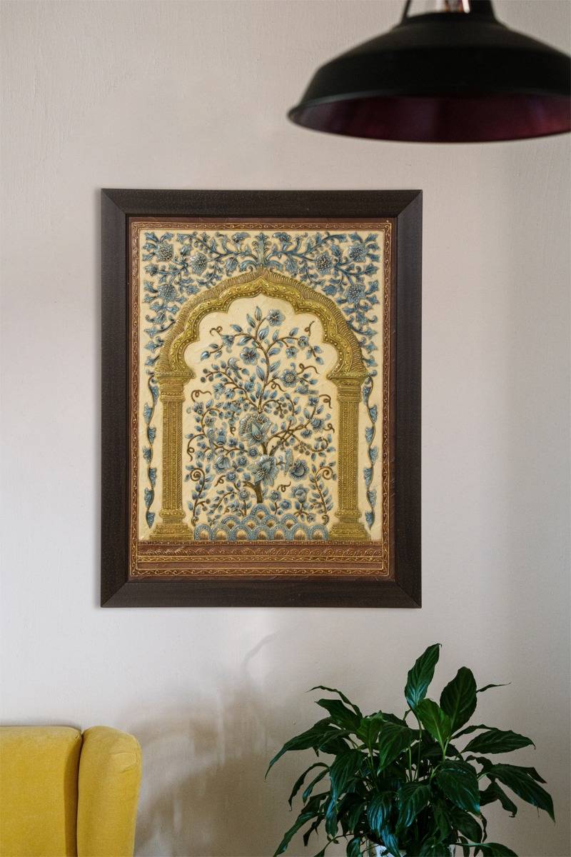 Perennial Vine Relief Work- Royal ( 25in x 19in )