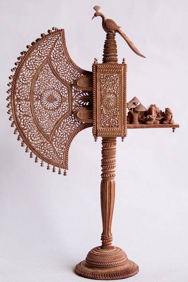 Intricate Rajasthani Sandalwood Fan
