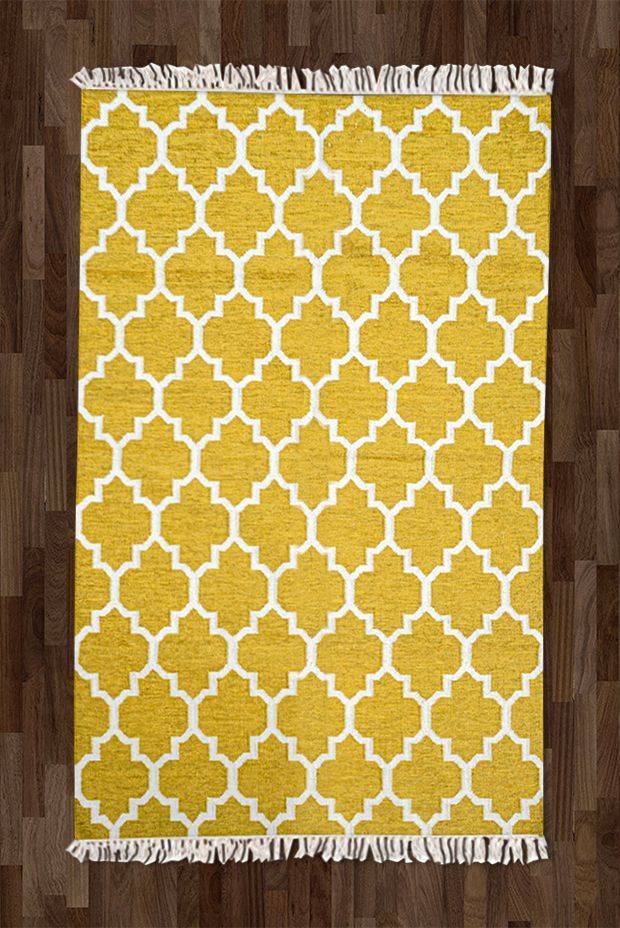 Imperial Mughal Rug - Yellow ( 5ft x 8ft ) – Craft Maestros