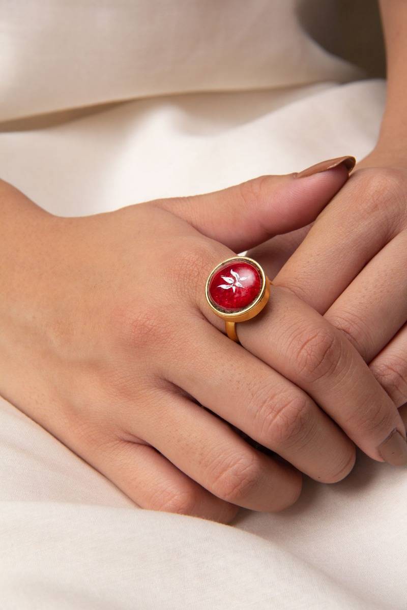 Kairav Carmine Adjustable Ring