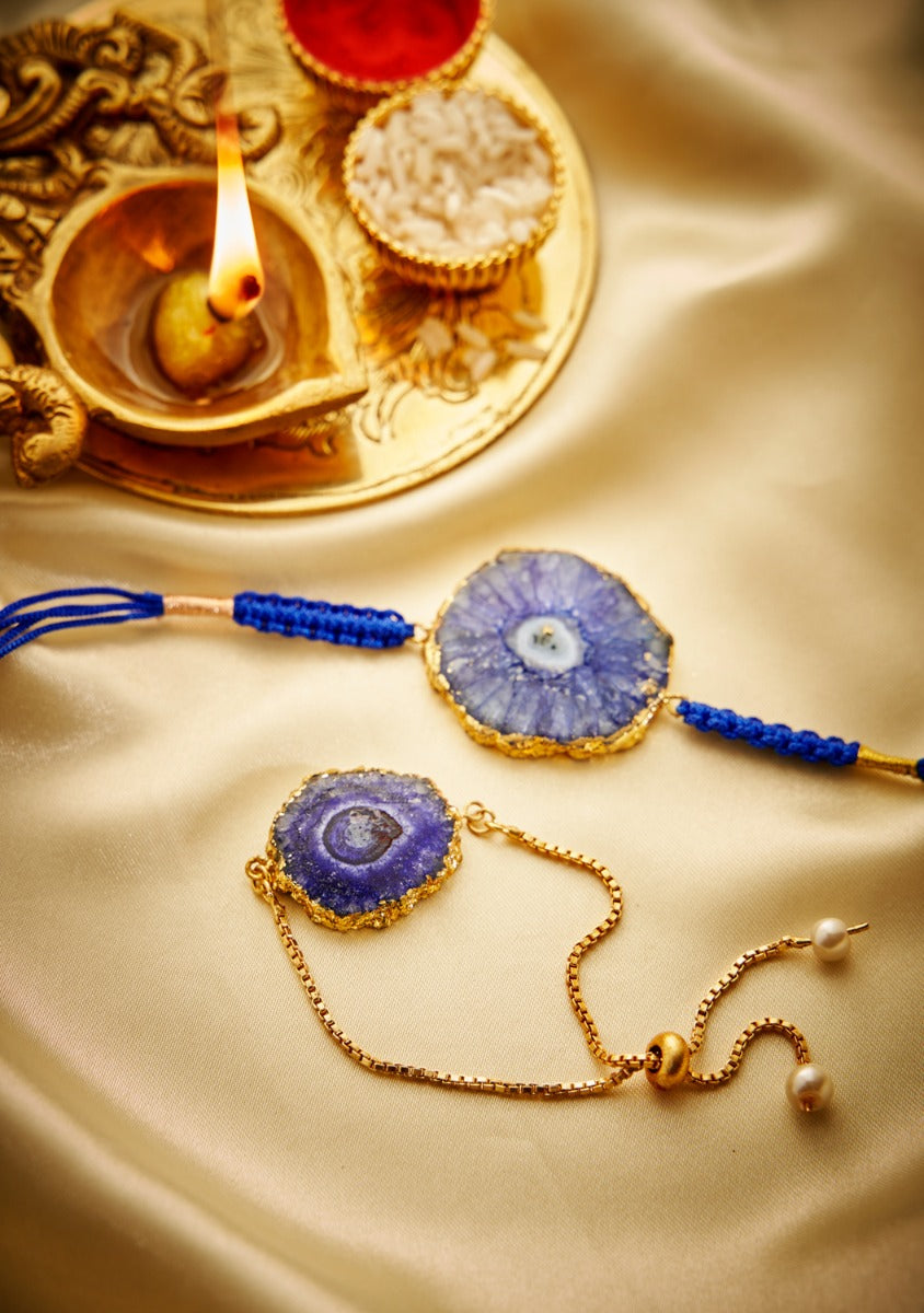 Blue Agate Bhaiya Bhabhi Rakhi