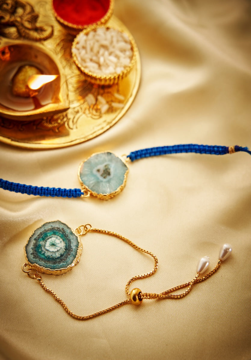 Teal Agate Bhaiya Bhabhi Rakhi