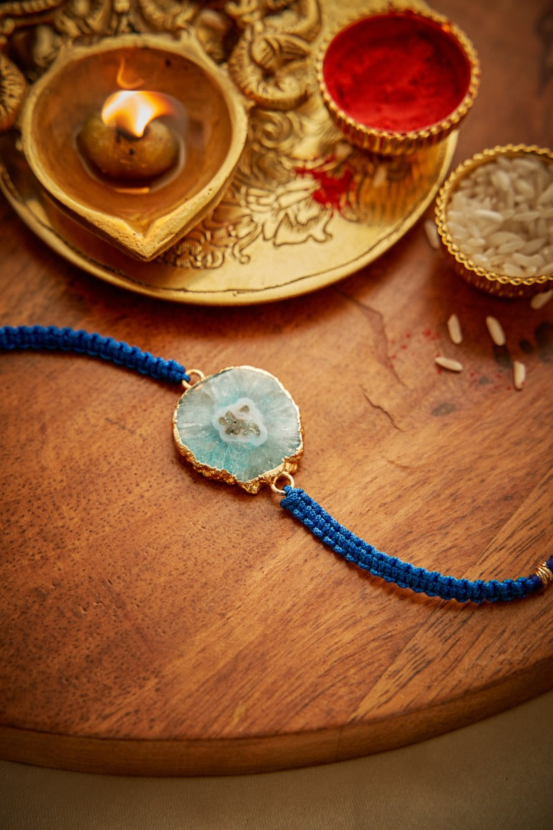 Teal Agate Stone Rakhi