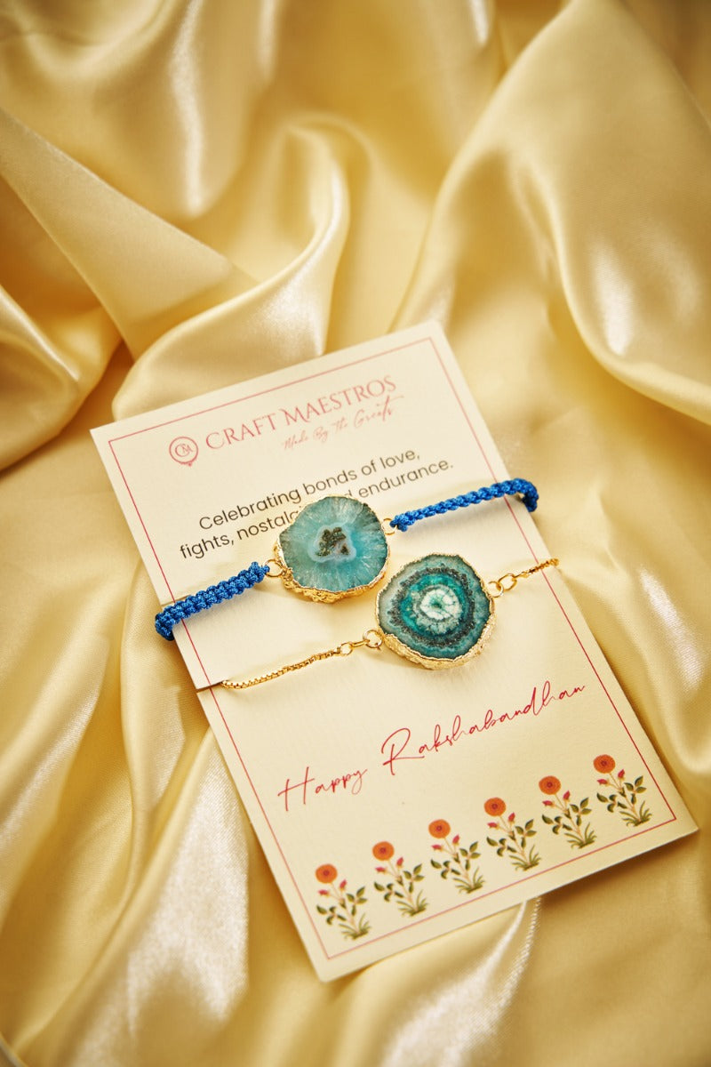 Teal Agate Bhaiya Bhabhi Rakhi