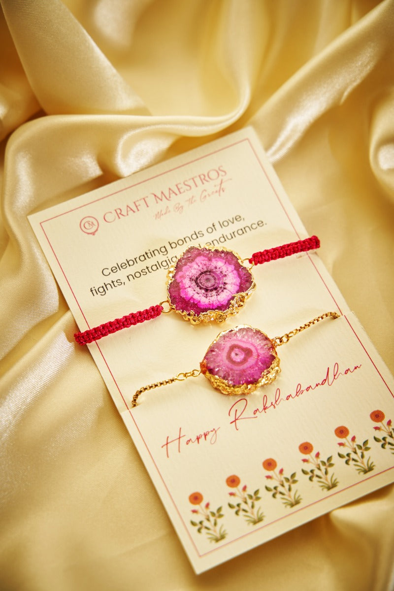 Pink Agate Bhaiya Bhabhi Rakhi