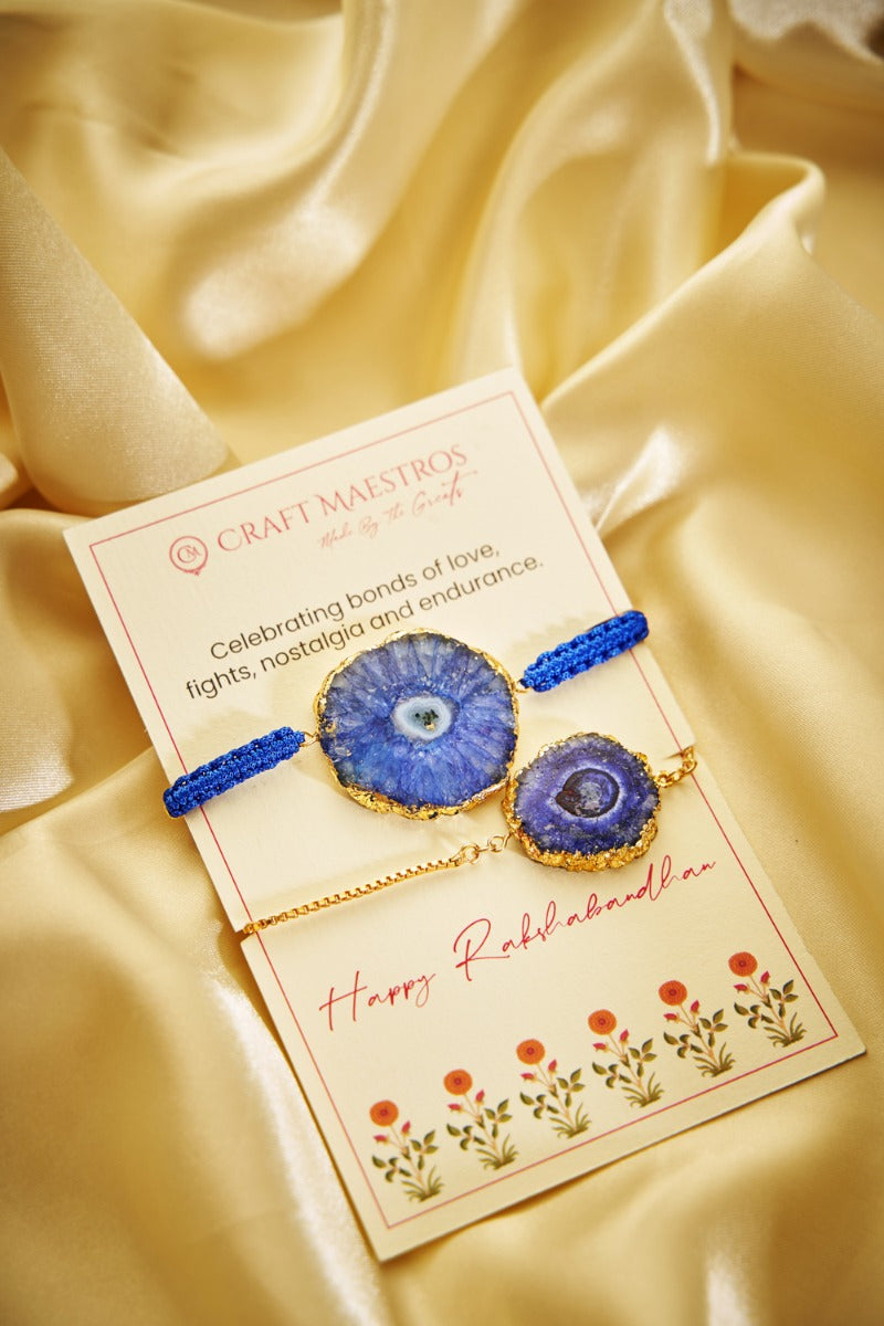 Blue Agate Bhaiya Bhabhi Rakhi