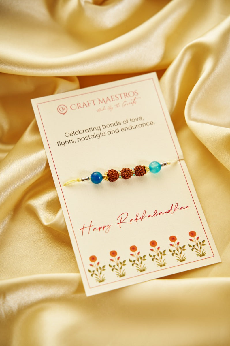 Rudraksha Rakhi with Blue Beads