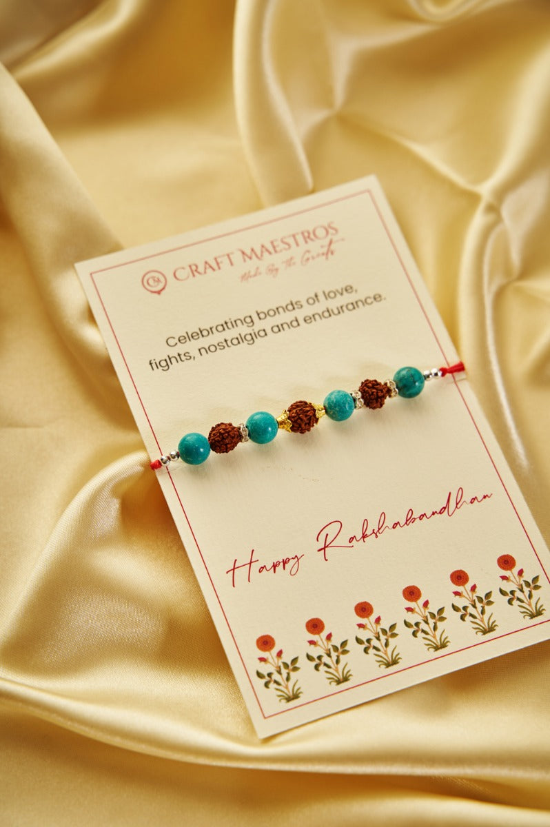 Blue Beads Rudraksha Rakhi