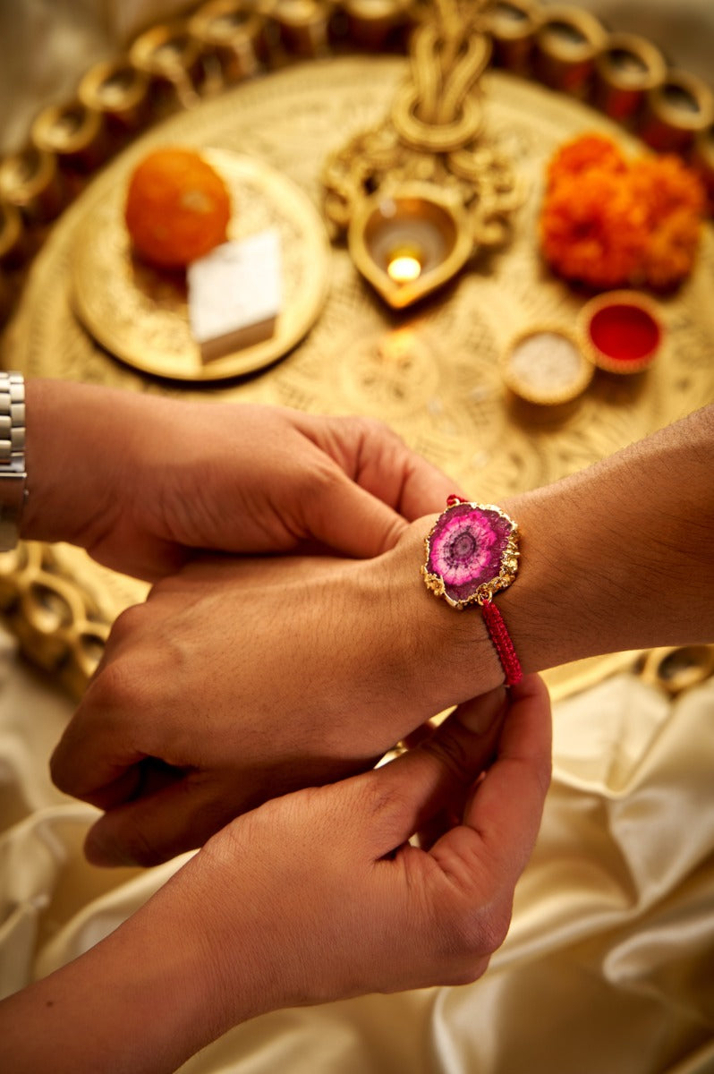Pink Agate Stone Rakhi