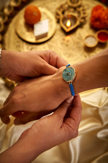 Teal Agate Stone Rakhi