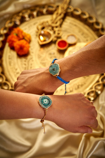 Teal Agate Bhaiya Bhabhi Rakhi
