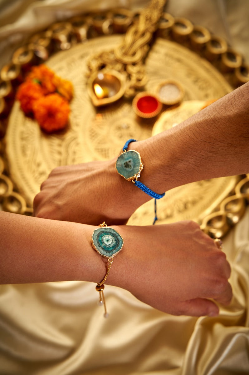 Teal Agate Bhaiya Bhabhi Rakhi